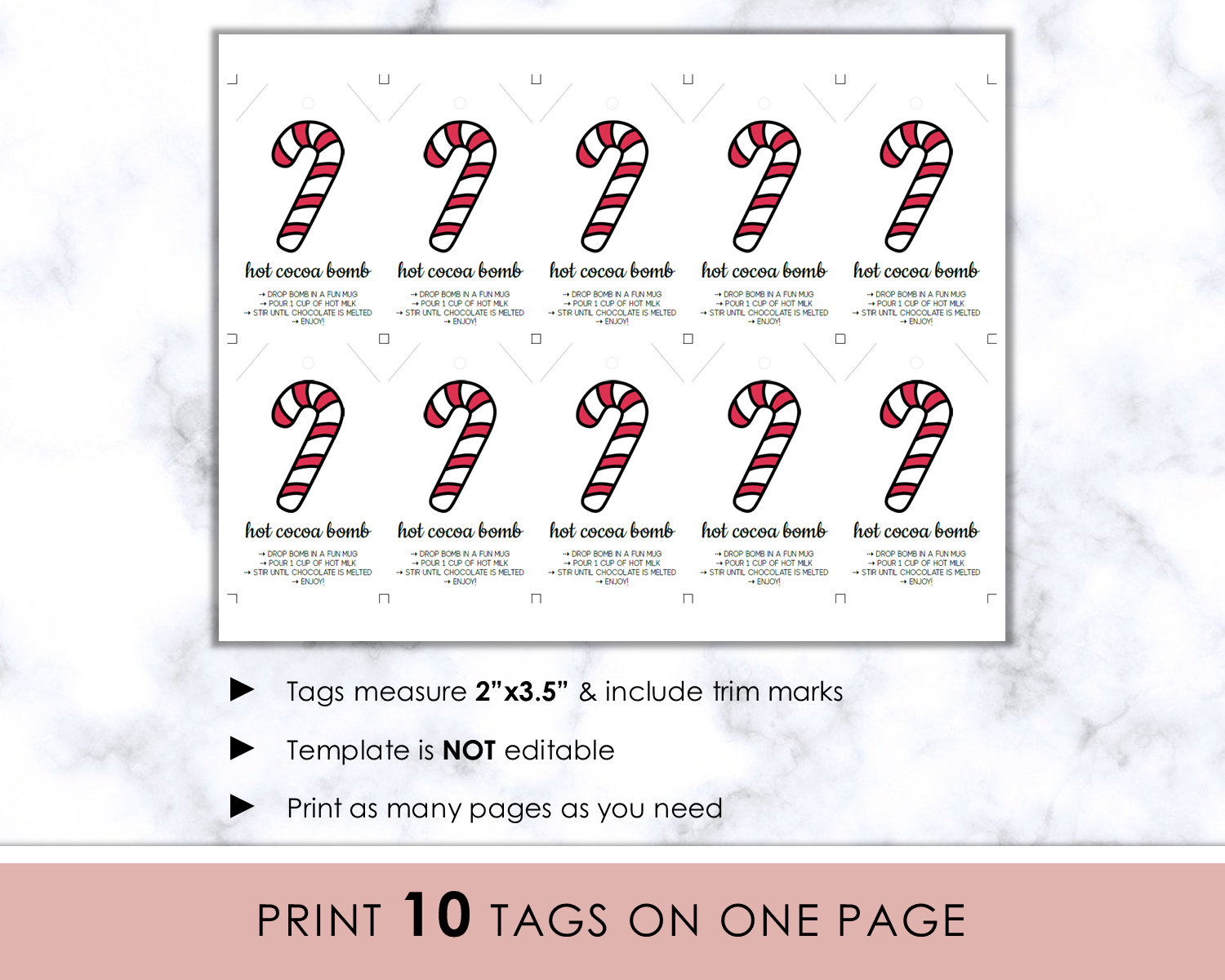 Candy Cane Hot Cocoa Bomb Tag Printable, Hot Chocolate Bomb Tag, Holiday  Cocoa Bomb Tag, Christmas Gift Tag Printable, Hot Cocoa Bomb - Etsy