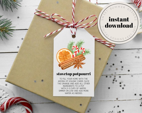 Étiquette de pot-pourri de cuisinière orange imprimable, étiquette de pot- pourri mijoté, étiquette de pot-pourri de Noël, étiquette de cadeau de Noël  imprimable -  France