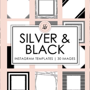 30 Silver and Black Instagram Background Post Templates, Instagram Canva Template, Social Media Background Template, Reseller Closet Signs