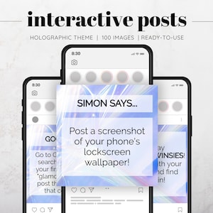 100 Holographic Facebook Games Interactive Posts, Social media Games, Social Media Posts, Instagram Post, Facebook Post, Facebook Engagement