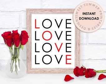 Love Sign Printable, Valentine's Day Love 8x10 Printable Sign, Valentine's Day Decor Printable, Galentine's Day Printable Sign, Digital Sign