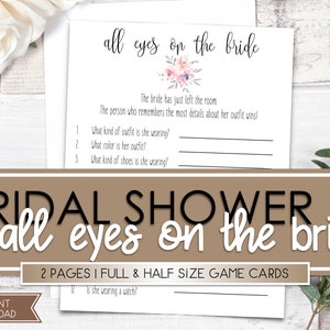 All Eyes On The Bride Game, And The Bride Wore Game, Bridal Shower Game Printable, Floral Bridal Shower Printable