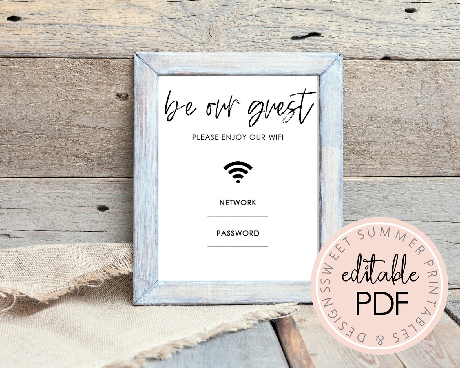 Be Our Guest Wifi Password Printable Sign Wifi Password Sign Etsy