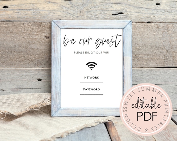 Be Our Guest Wifi Password Printable Sign Wifi Password Sign | Etsy