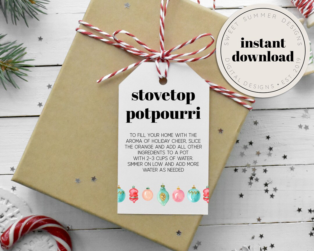 Christmas Ornaments Stovetop Potpourri Tag Printable Simmer Etsy