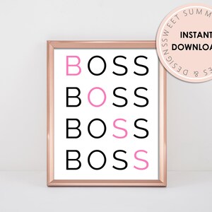 Boss Pink Quote Printable, Wall Art Quote Printable, Boss Girl Quote, Wall Quote Printable, Home Decor Printable, 8x10 Printable