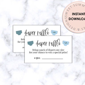 Diaper Raffle Printable Blue Diapers Tickets, Diaper Raffle Tickets, Baby Shower Raffle Tickets, Baby Shower Printable Games