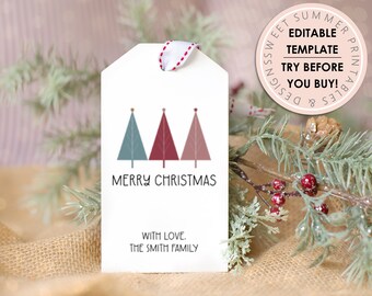 Tree Trio Christmas Gift Tag Printable, Editable Christmas Gift Tag, Holiday Tag Printable, Christmas Gift Tag Editable, Editable Xmas