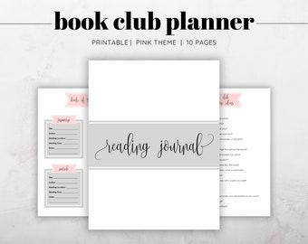 Reading Journal Printable, Book Club Planner Printable, Reading List, Reading Log, Book Review, Reading Wishlist, Book Log, Book Club
