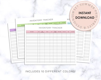 Rainbow Online Shop Inventory Sheets Bundle, Inventory Tracker Printable, Inventory Management Sheet, Inventory Planner, Online Shop Planner