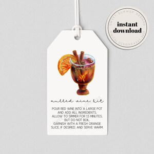 Mulled Wine Kit Orange Slice Tag Printable, Mulled Wine Instructions, Simmer Potpourri Tag, Christmas Potpourri, Christmas Gift Printable