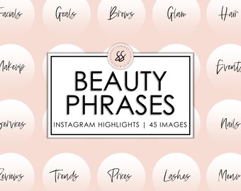 45 Beauty Instagram Evidenzia modelli di copertina, Instagram Salon Evidenzia icone, Ciglia Post, Brows Post, Post di capelli, Post di social media