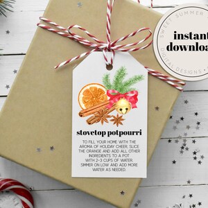Etichetta per potpourri sul piano cottura di agrifoglio e spezie stampabile, etichetta per potpourri a fuoco lento, etichetta per potpourri di Natale, etichetta per regalo di Natale stampabile
