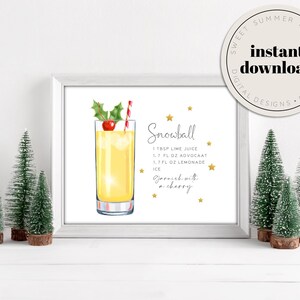 Snowball Drink Sign Printable, Christmas Party Sign, Christmas Party Printable, Holiday Printable, Drink Menu Printable, Bar Menu