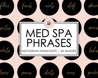 30 Med Spa Black Gold Instagram Highlight Cover Templates, Instagram Med Spa Highlight Icons, Esthetician Posts, Social Media Posts