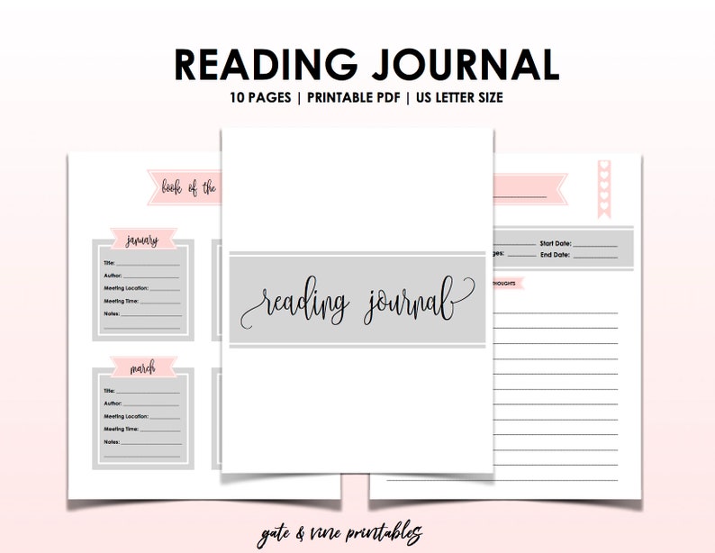 Reading Journal Printable Book Club Planner Printable Etsy