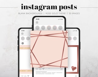 30 Blush Rose Gold Blank Instagram Background Templates, Rose Gold Instagram Templates, Instagram Background, Reseller Closet Signs Template