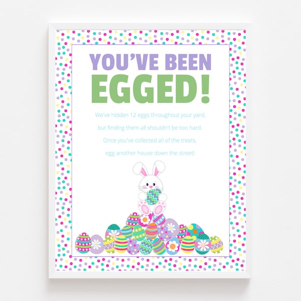 You've Been Egged Game Polka Dot Printable, We've Been Egged Printable, Easter 8.5x11 Printable Sign, Easter Egg Hunt, Easter Printable Game