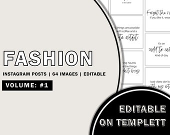 Fashion Boutique Instagram Post Templates, Shopping Instagram Posts, Clothing Editable Posts, Instagram DIY Editable Fashion Quote Template
