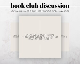 100 Minimalist Neutral Book Club Questions Printable, Book Club Discussion, Book Review Questions, Reading Journal Printable