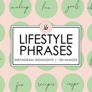 100 Lifestyle Spring Green & Black Instagram Highlight Cover Template, Instagram Lifestyle Highlight Icons, Lifestyle Posts, Highlight Icons