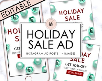 Weihnachtsverzierungen Black Friday Bearbeitbare Instagram-Anzeige, bearbeitbare Verkaufsanzeige, Feiertagsanzeige, Instagram-Anzeigenvorlage, Social Media-Anzeigenvorlage