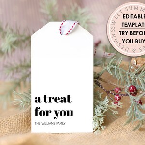 Minimalist Treat For You Gift Tag Printable, Editable Christmas Gift Tag, Holiday Tag, Christmas Gift Tag Editable, Modern Christmas