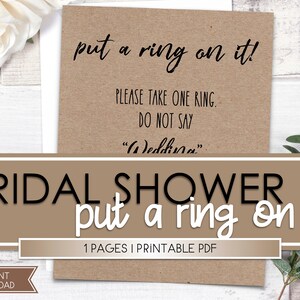 Put A Ring On It Game Printable, Bridal Shower Game Printable, Rustic Shower Game Printable