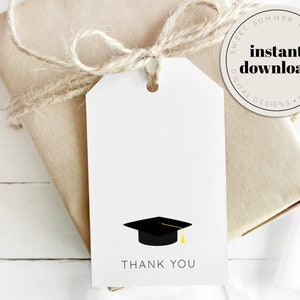 Graduation Thank You Gift Tag Printable, Minimalist Grad Gift Tag, Graduation Party Printable, Grad Party Favor, Teacher Gift Tag