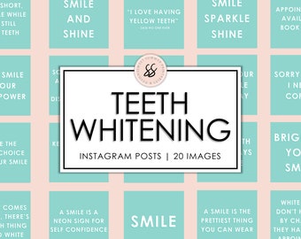 20 Tanden Whitening Teal and White Instagram Posts, Smile Instagram Posts, Dental Hyginist Instagram Posts, Teeth Whitening Social Media