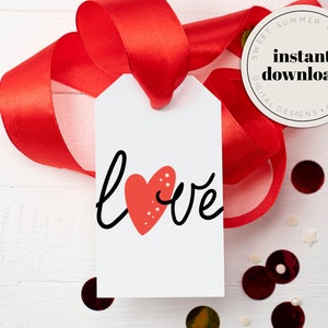 Love Heart Valentine Tag Printable, Valentine&#39;s Tag, Christmas Potpourri, Christmas Tag Printable, Valentine&#39;s Day Tag, Favor Tag