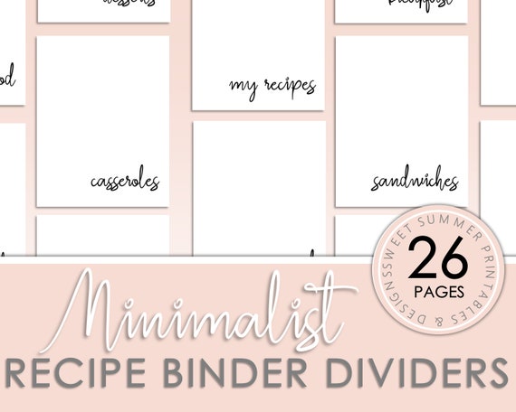 Recipe Binder Dividers Recipe Binder Printable Sections