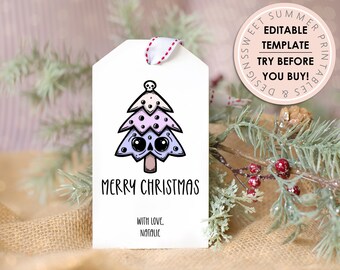 Goth Tree Christmas Gift Tag Printable, Editable Christmas Gift Tag, Holiday Tag Printable, Christmas Gift Tag Editable, Editable Xmas