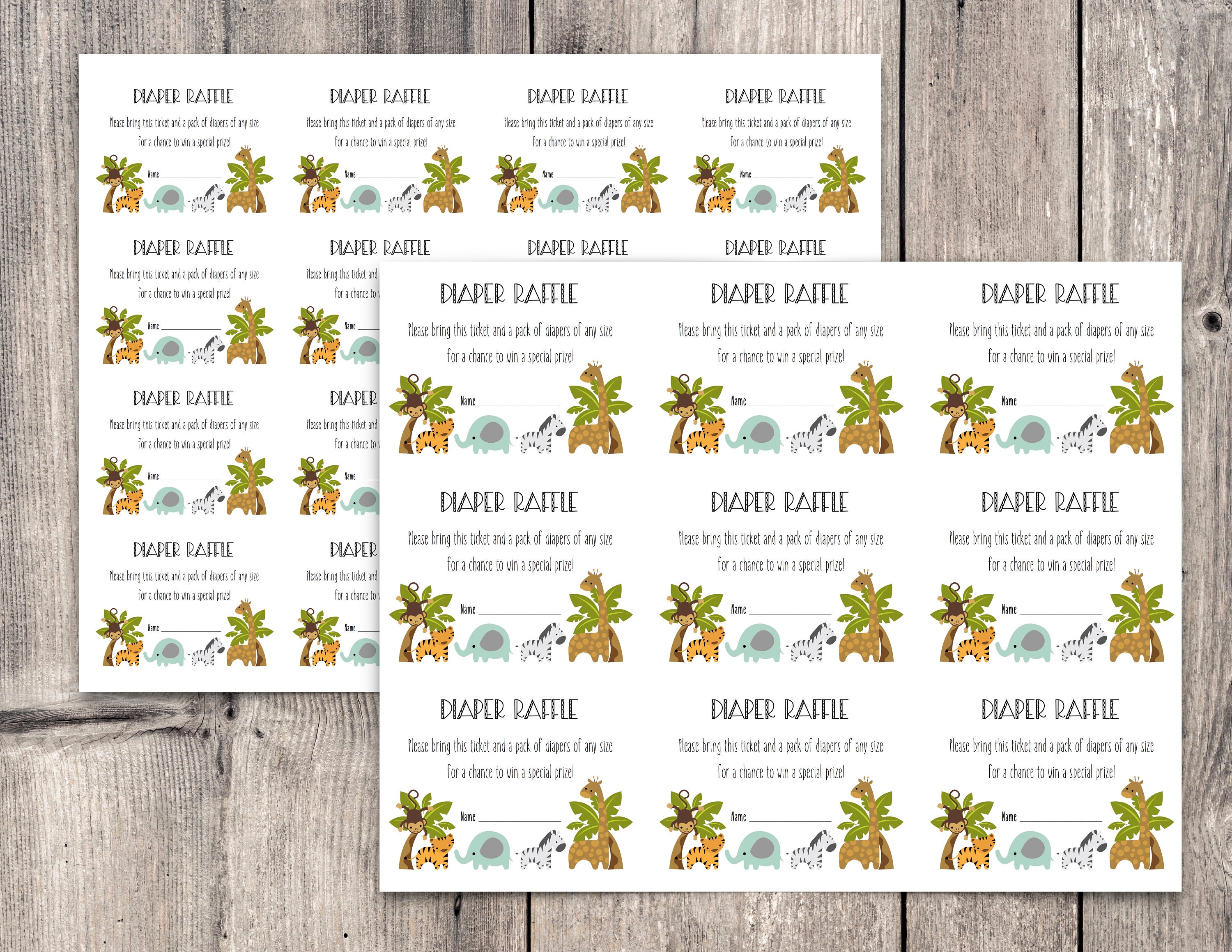 Safari Baby Shower Diaper Raffle Sign Printable Safari Baby | Etsy