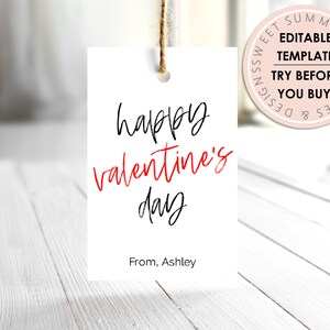 Happy Valentine&#39;s Day Gift Tag Printable, Editable Valentine&#39;s Day Tag, Valentine&#39;s Day Party Printable, Valentine&#39;s Gift Tag Editable
