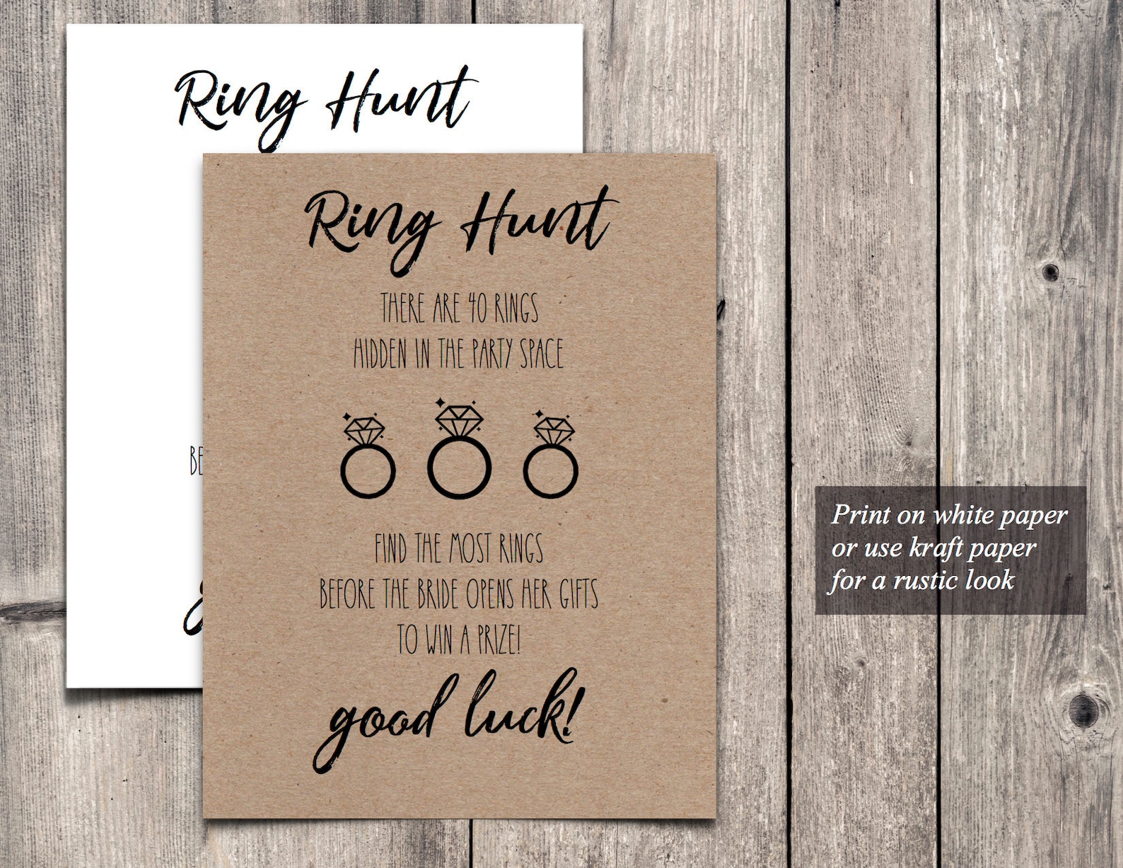 The Ring Hunt Game - Sunflower Bridal Shower Game With Sign & 30 Rings, Fun Party Activity For Wedding Showers & Engagement Parties