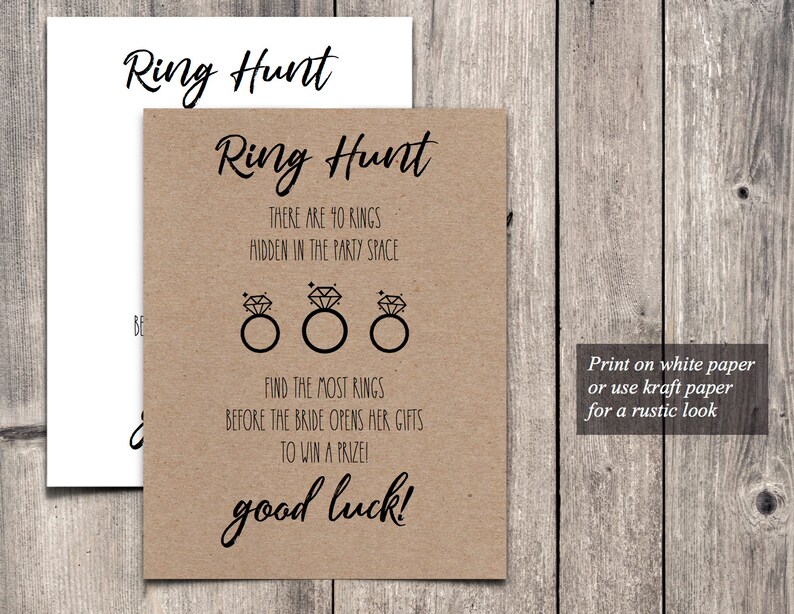 Ring Hunt Game Sign Printable Bridal Shower Ring Hunt Sign - Etsy