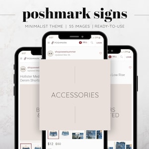 Könnte beinhalten: Zwei Screenshots der Poshmark-App, die eine Anzeige für Hollister-Jeans-Shorts zeigen. Die Anzeige ist mit "Hollister Med Denim Shorts" betitelt und der Preis beträgt 12 $. Die Anzeige ist auch mit "Low Rise" gekennzeichnet. Die App ist im Bereich "Zubehör" geöffnet und zeigt eine Auswahl an Jeans-Shorts.