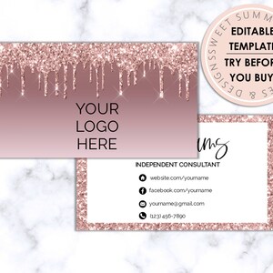Raspberry Glitter Drip Editable Business Card, Printable Makeup Business Card, Salon Business Card, Printable Jewelry Business Card