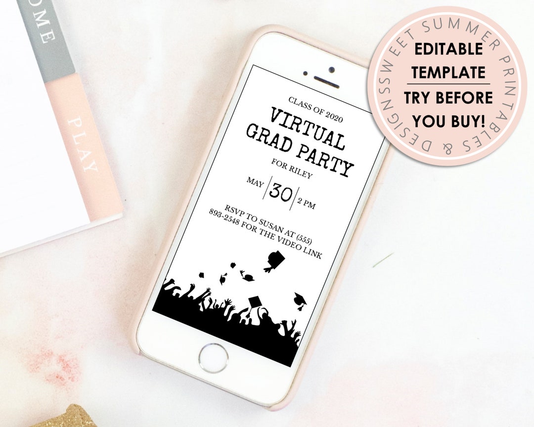Virtual Graduation Party Invitation, Grad Invitation, Grad Party Text ...