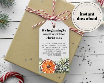 Rustic Smell Like Christmas Stovetop Potpourri Tag Printable, Simmer Potpourri Tag, Christmas Potpourri Tag, Christmas Gift Tag Printable