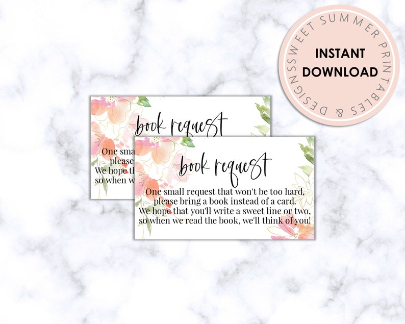 Baby Shower Book Request Pink Gold Floral Printable Insert Books For Baby Printable Shower Invitation Insert Pink Baby Shower Printable
