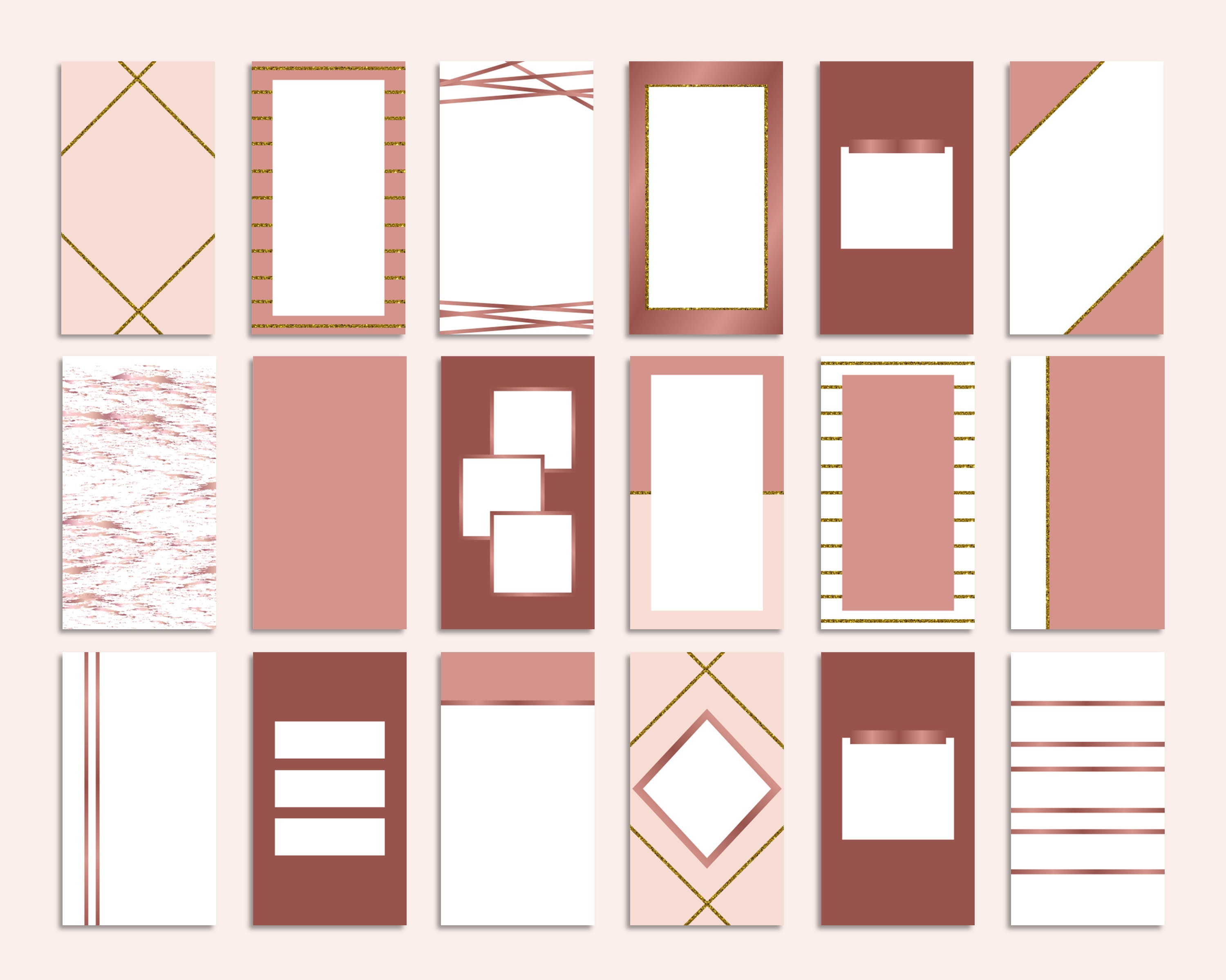 65 Rose Gold Blank Instagram Story Templates Blush Instagram Etsy