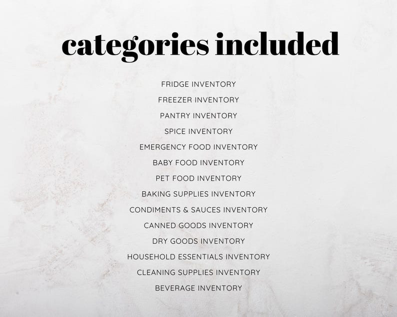 Kitchen Inventory Bundle Printable | 14 Minimalist Pantry, Fridge ...