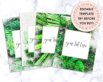 Tropical Leaves Editable Binder Covers, Editable Binder Cover Template, Printable Binder Cover Template, Recipe Binder Dividers