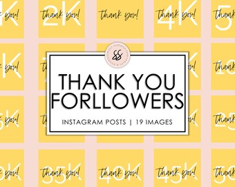 19 Yellow Instagram Thank You Followers Posts, White IG Posts, Thank You Followers, Followers Quotes, Social Media Posts