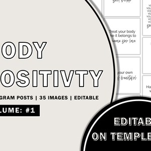 Body Positivity Instagram Post Templates, Body Image Instagram Posts, Self Love Editable Posts, Instagram DIY Editable Template