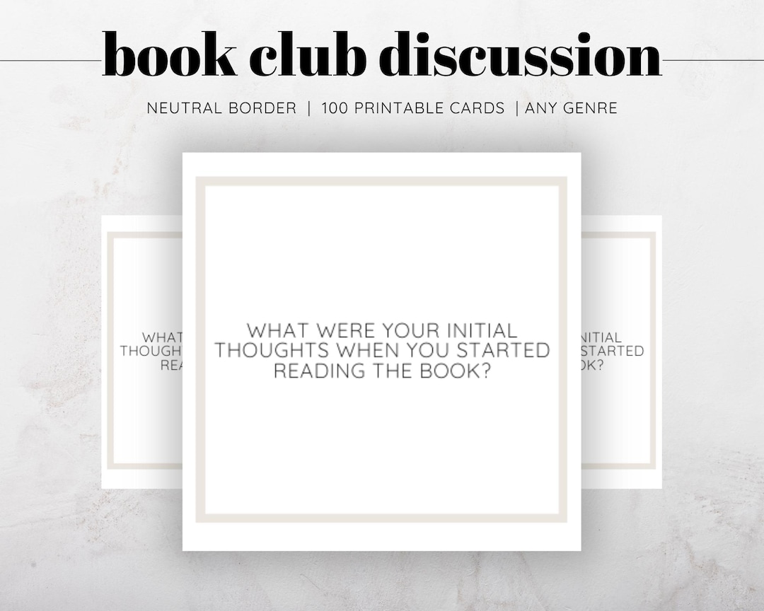 100 Neutral Border Book Club Questions Printable, Book Club Discussion ...