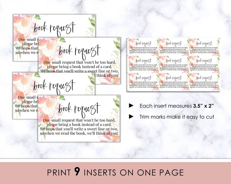 Baby Shower Book Request Pink Gold Floral Printable Insert Books For Baby Printable Shower Invitation Insert Pink Baby Shower Printable