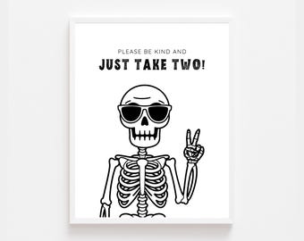 Skeleton Trick or Treat Sign Printable | We’re Out Trick or Treating Sign | Halloween Porch Sign | Instant Download